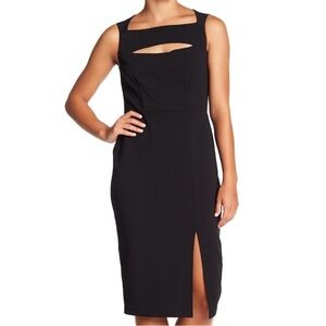 Marina Square Neck Sheath Dress Cutout Detail Black Bodycon Minimal Sz 10 NWT